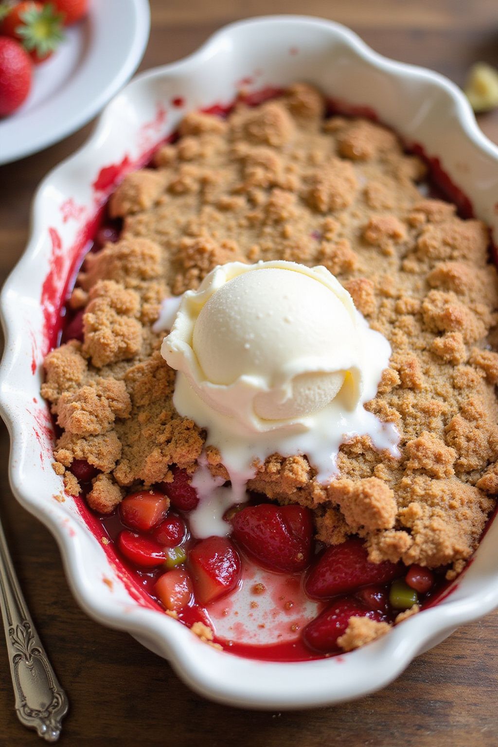 Vegan Strawberry Rhubarb Crumble